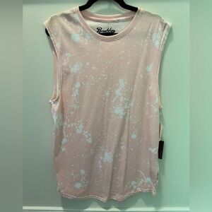 Brooklyn Cloth Pink and White Splatter Muscle Tee